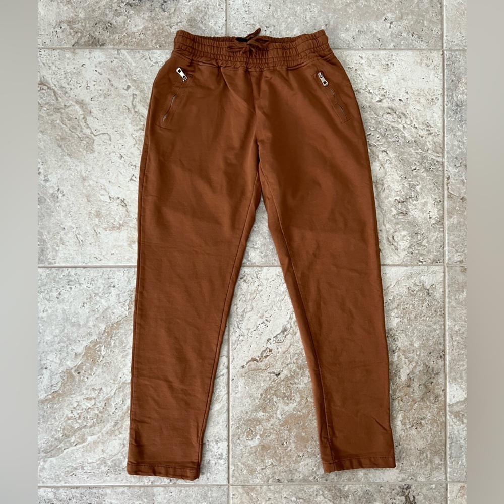 Nostalgia NWT Made in Italy Elastic Waist Knit Trouser Joggers in Brown, size L